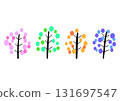Tree set, spring, summer, autumn, winter, Nordic style illustration 131697547