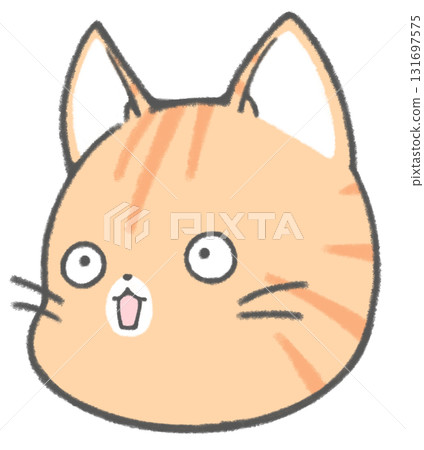 驚訝可愛的棕色虎斑貓角色 驚訝可愛的棕色虎斑貓角色 131697575