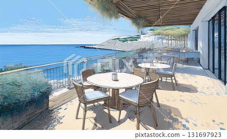 A sketch of a stylish cafe terrace 131697923