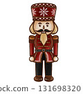 Watercolor Nutcracker Soldier in Red Uniform with Snowflake Hat Illustration 131698320