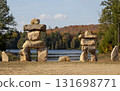 Inukshuk sculpture in Muskoka park, Canada. 131698771