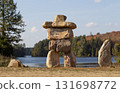 Inukshuk sculpture in Muskoka park, Canada. 131698772