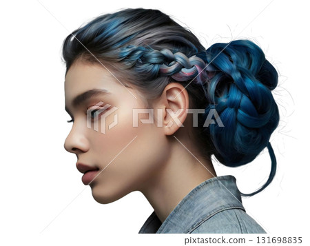 Unique blue gradient hair arrangement 131698835