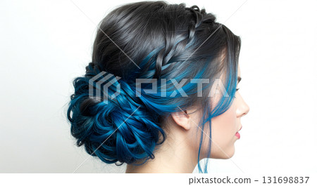 A woman with a blue gradient color 131698837