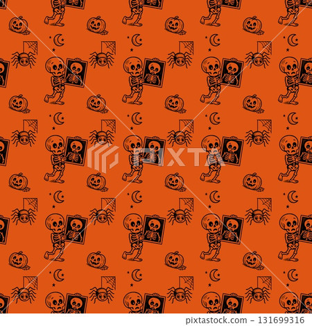 Halloween Seamless Patterns Orange Black Digital Paper 131699316