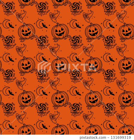 Halloween Seamless Patterns Orange Black Digital Paper 131699319