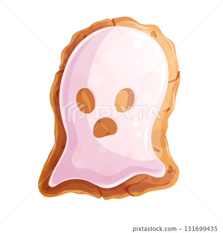 Delicious cookies in the form of a ghost on a white background. Trick or Treat. The concept of Halloween, a holiday. Isolated vector illustration for stickers, design, decoration. Delicious cookies in the form of a ghost on a white background. Trick or Treat. The concept of Halloween, a holiday. Isolated vector illustration for stickers, design, decoration. 131699435