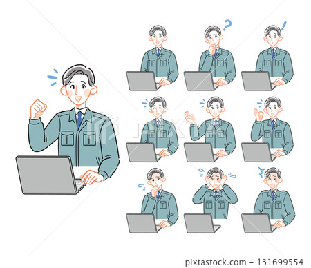 10 pattern set of young male office workers in suits 131699554