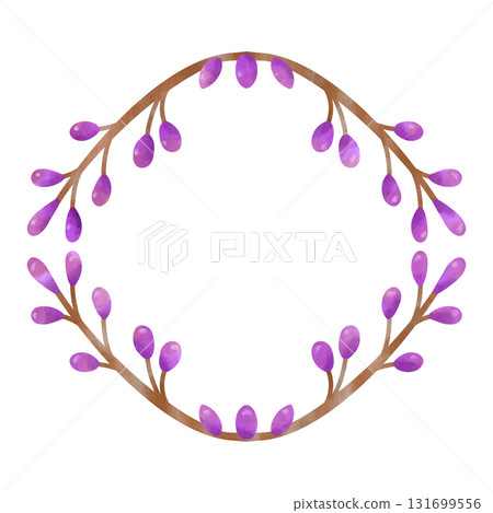 A watercolor botanical frame with a purple berry and branch motif A watercolor botanical frame with a purple berry and branch motif 131699556