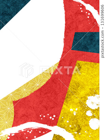 Abstract background frame of Japanese paper and gold leaf Japanese style texture pattern and brush decorative frame 131699606