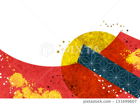 日本紙和金箔的抽象的背景框架日式紋理圖案和刷子裝飾框架 日本紙和金箔的抽象的背景框架日式紋理圖案和刷子裝飾框架 131699607