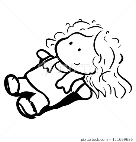 Cartoon girl lying on ground after exercise outline illustration Cartoon girl lying on ground after exercise outline illustration 131699686