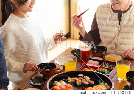 New Year's dinner with my family and grandma who returned home 131700136