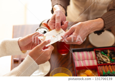 新年期間,孫子在父母家收到奶奶給的壓歲錢 新年期間,孫子在父母家收到奶奶給的壓歲錢 131700139