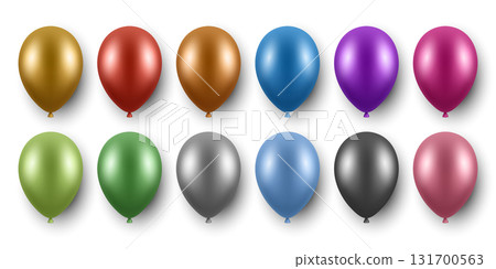Vector 3d Realistic Foil Metallic Colorful Balloons. Realistic Party Balloons, Isolated. Colorful Birthday Balloons Set. Helium Balloon for Celebration, Festive Decor, Event Design Vector 3d Realistic Foil Metallic Colorful Balloons. Realistic Party Balloons, Isolated. Colorful Birthday Balloons Set. Helium Balloon for Celebration, Festive Decor, Event Design 131700563