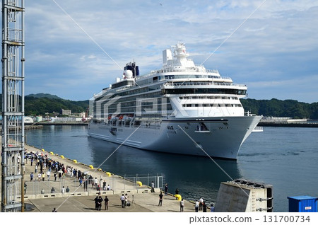 Morning at Miyako Port: Luxury cruise ship Asuka III arrives Morning at Miyako Port: Luxury cruise ship Asuka III arrives 131700734