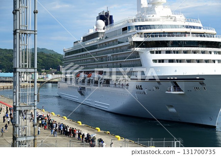 Morning at Miyako Port: Luxury cruise ship Asuka III arrives Morning at Miyako Port: Luxury cruise ship Asuka III arrives 131700735