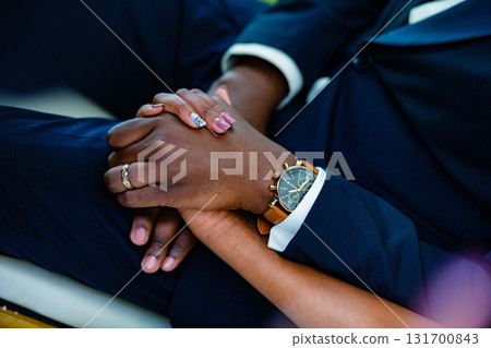Human Hands Couple Bride Groom Holding Items Weddings Festival Celebrations 131700843
