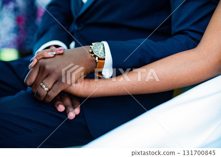 Human Hands Couple Bride Groom Holding Items Weddings Festival Celebrations 131700845