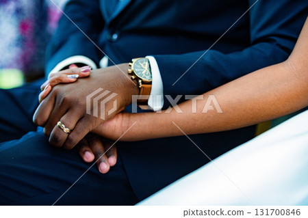 Human Hands Couple Bride Groom Holding Items Weddings Festival Celebrations 131700846