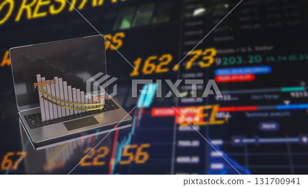 The Chart for Profit and costs for Business concept 3d Rendering. 131700941