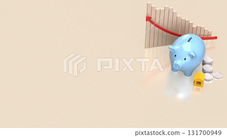 The Piggy Bank and Coins for Business or earn concept 3d rendering. The Piggy Bank and Coins for Business or earn concept 3d rendering. 131700949