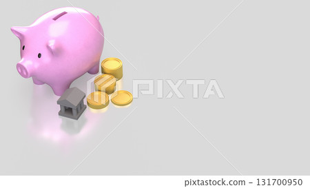 The Piggy Bank and Coins for Business or earn concept 3d rendering. 131700950