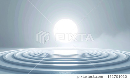 具有白色光球和分層舞台的抽象空間 131701010