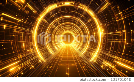 充滿未來感的光之走廊，金環交疊 131701048