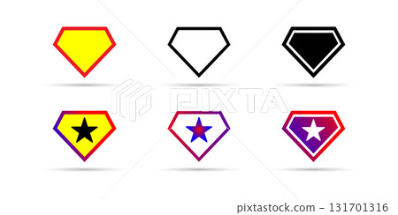 Set of Superhero Shield Icons with Stars in Different Color Variations. 131701316