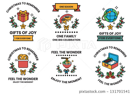 A set of six Christmas themed designs, each with a different concept and mood A set of six Christmas themed designs, each with a different concept and mood 131701541