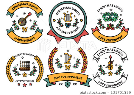 A set of six Christmas lights with a ribbon A set of six Christmas lights with a ribbon 131701559