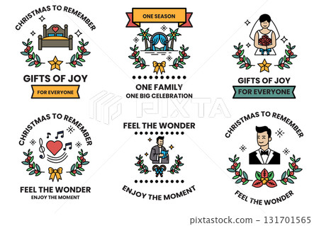 A set of six Christmas cards with different themes A set of six Christmas cards with different themes 131701565