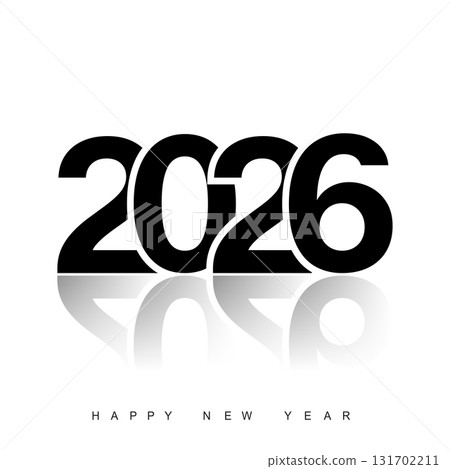 Minimalist 2026 Happy New Year logo design greeting card. Vector Minimalist 2026 Happy New Year logo design greeting card. Vector 131702211