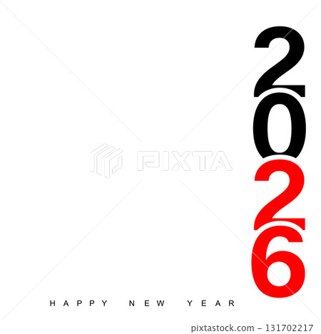 Minimalist 2026 Happy New Year logo design greeting card. Vector Minimalist 2026 Happy New Year logo design greeting card. Vector 131702217