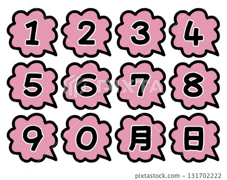 Hand-drawn style number speech bubble for calendars (cloud-shaped, red) 131702222