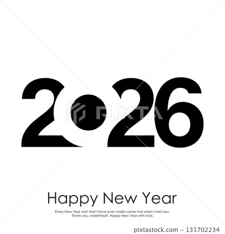 Minimalist 2026 Happy New Year logo design greeting card. Vector 131702234