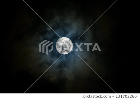 Moon and birds hidden by clouds Moon and birds hidden by clouds 131702260