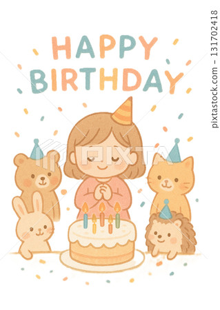 Cute animals and birthday cake 131702418