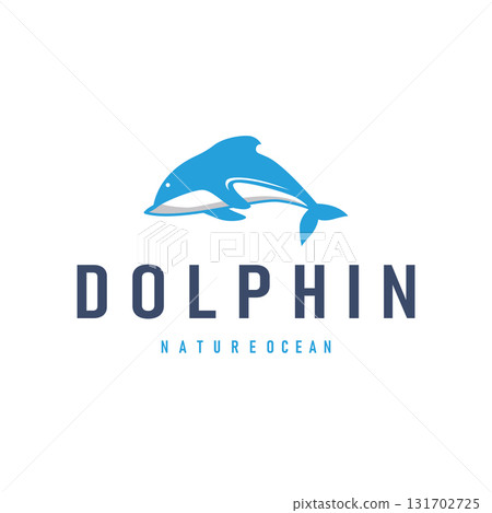 Dolphin logo silhouette illustration of sea animal fish with simple concept symbol template design Dolphin logo silhouette illustration of sea animal fish with simple concept symbol template design 131702725