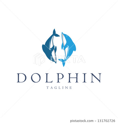 Dolphin logo silhouette illustration of sea animal fish with simple concept symbol template design 131702726