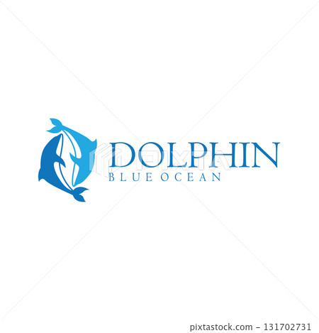 Dolphin logo silhouette illustration of sea animal fish with simple concept symbol template design Dolphin logo silhouette illustration of sea animal fish with simple concept symbol template design 131702731