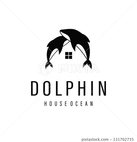 Dolphin logo silhouette illustration of sea animal fish with simple concept symbol template design Dolphin logo silhouette illustration of sea animal fish with simple concept symbol template design 131702735