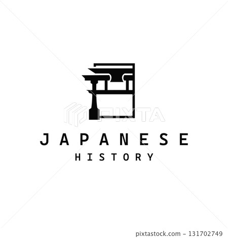 Torii gate logo design simple Japanese historical building with old and modern vintage concept as a symbol illustration template 131702749