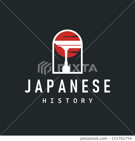 Torii gate logo design simple Japanese historical building with old and modern vintage concept as a symbol illustration template 131702754