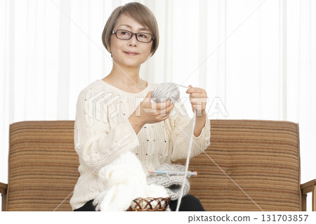 Senior women knitting Senior women knitting 131703857