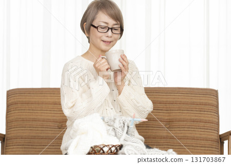 Senior women knitting Senior women knitting 131703867