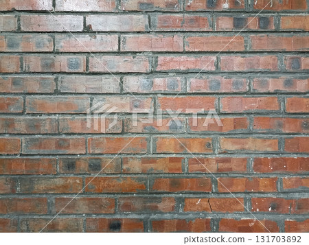 Textured Vintage Red Old Brick Wall with Mortar Textured Vintage Red Old Brick Wall with Mortar 131703892