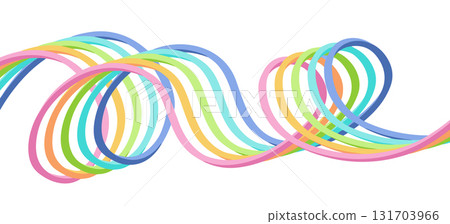 Abstract wave lines in rainbow gradient. Abstract ribbon wave design with colorful curves. Abstract flowing shapes isolated on white background for bg and creative vector projects 131703966