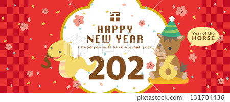 2026 Year of the Horse New Year's banner with the number 2026 131704436